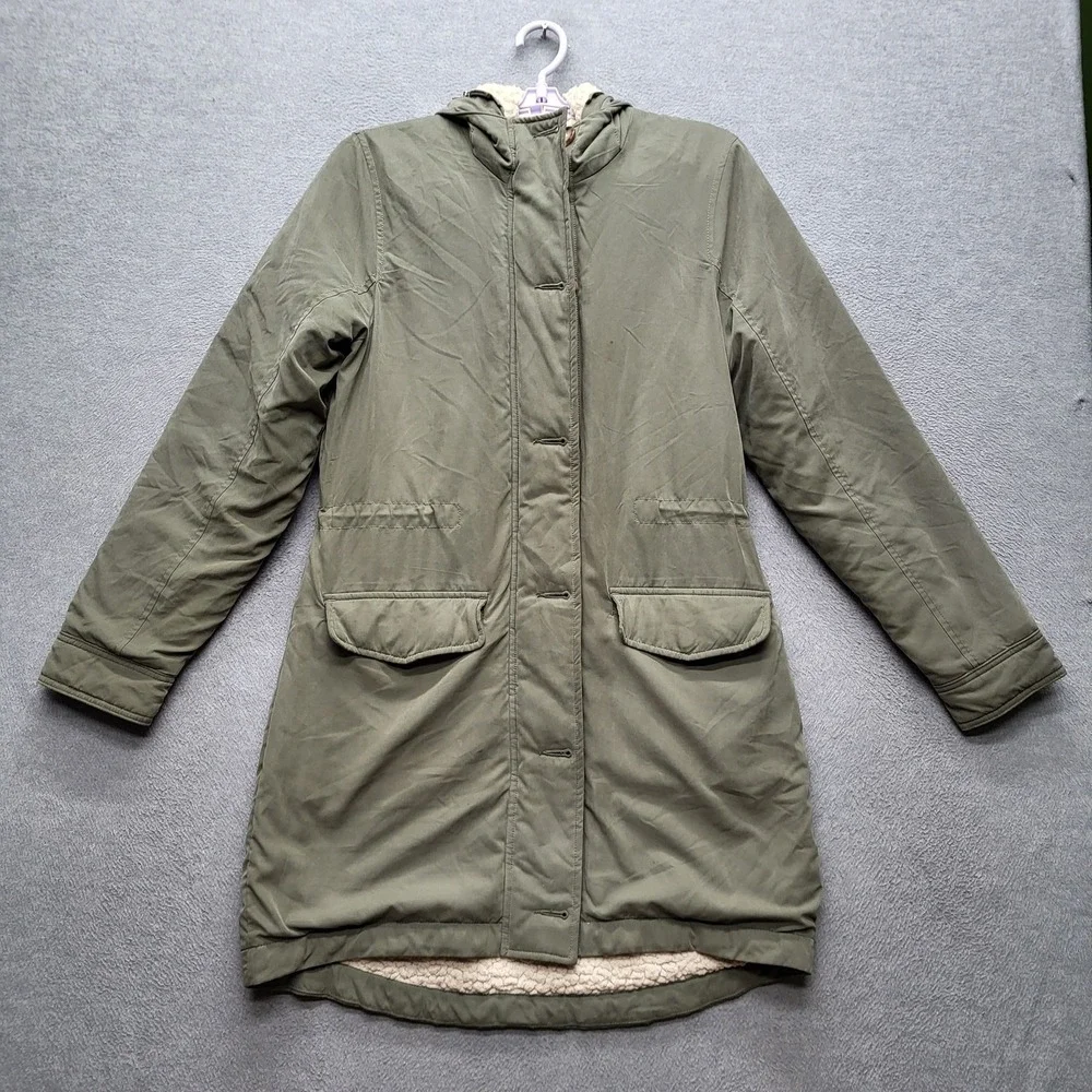 Abercrombie & Fitch‎ Women Jacket M Olive Gorpcore Sherpa Lined Trench